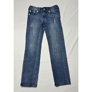 True Religion Youth Girls Adj Waist Straight Leg Stretch Jeans - Sz 7 (23x21)